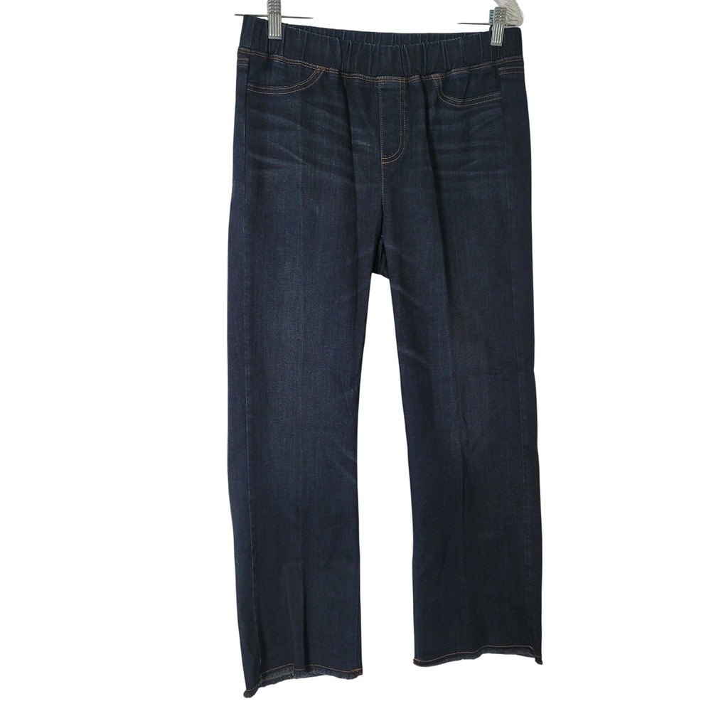 Eileen Fisher Dark Wash Organic Cotton Stretch Straight Leg Pull On Jeans Small